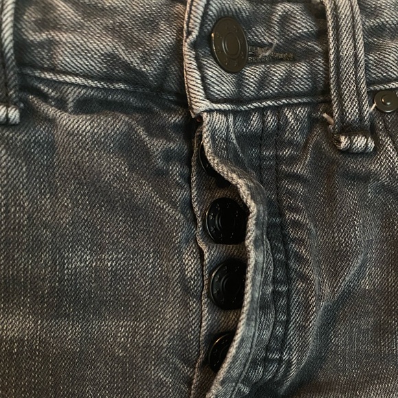 Free People Distressed Black Raw Hem Denim Shorts - Picture 3 of 6